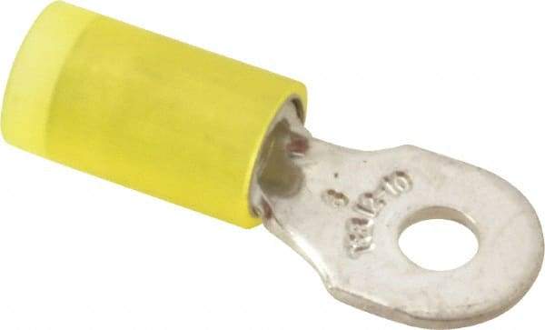 Thomas & Betts - 12-10 AWG Partially Insulated Crimp Connection D Shaped Ring Terminal - #6 Stud, 1" OAL x 0.37" Wide, Tin Plated Copper Contact - Makers Industrial Supply