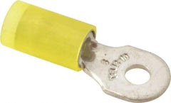 Thomas & Betts - 12-10 AWG Partially Insulated Crimp Connection D Shaped Ring Terminal - #6 Stud, 1" OAL x 0.37" Wide, Tin Plated Copper Contact - Makers Industrial Supply