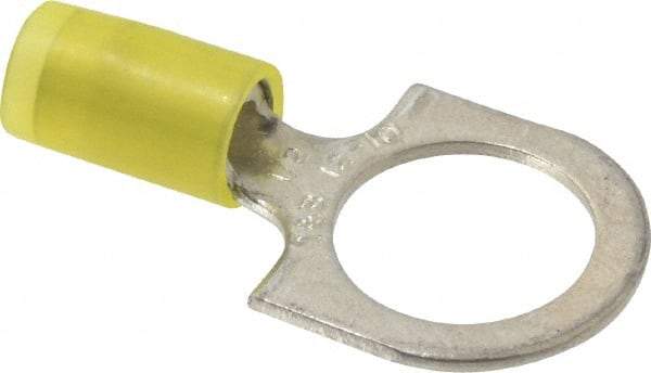 Thomas & Betts - 12-10 AWG Partially Insulated Crimp Connection D Shaped Ring Terminal - 1/2" Stud, 1.37" OAL x 0.72" Wide, Tin Plated Copper Contact - Makers Industrial Supply