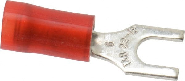 Thomas & Betts - #6 Stud, 22 to 16 AWG Compatible, Partially Insulated, Crimp Connection, Standard Fork Terminal - Makers Industrial Supply