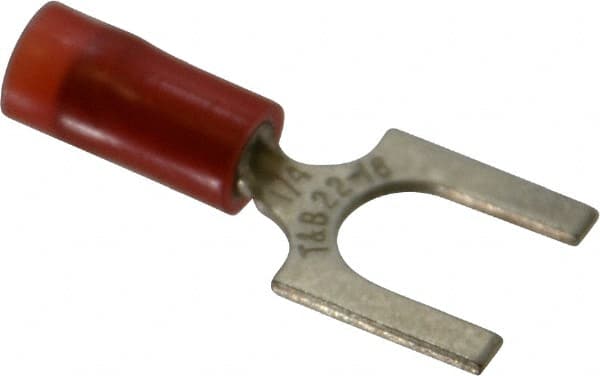 Thomas & Betts - 1/4" Stud, 22 to 16 AWG Compatible, Partially Insulated, Crimp Connection, Standard Fork Terminal - Makers Industrial Supply