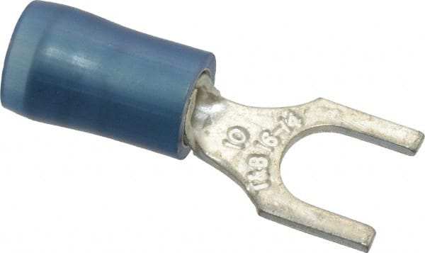 Thomas & Betts - #10 Stud, 18 to 14 AWG Compatible, Partially Insulated, Crimp Connection, Standard Fork Terminal - Makers Industrial Supply