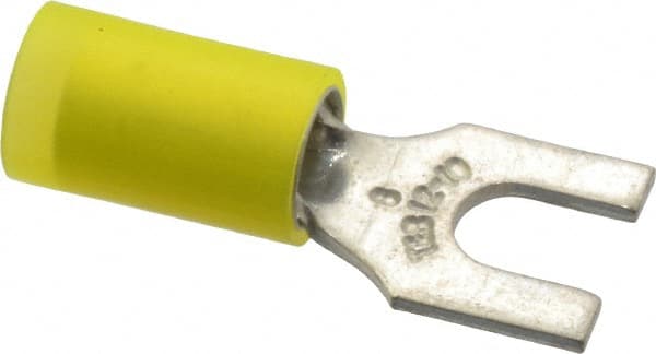 Thomas & Betts - #8 Stud, 12 to 10 AWG Compatible, Partially Insulated, Crimp Connection, Standard Fork Terminal - Makers Industrial Supply