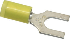 Thomas & Betts - 1/4" Stud, 12 to 10 AWG Compatible, Partially Insulated, Crimp Connection, Standard Fork Terminal - Makers Industrial Supply