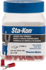 Thomas & Betts - #10 Stud, 22 to 16 AWG Compatible, Partially Insulated, Crimp Connection, Locking Fork Terminal - Makers Industrial Supply