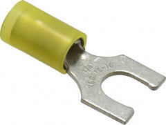 Thomas & Betts - 1/4" Stud, 12 to 10 AWG Compatible, Partially Insulated, Crimp Connection, Locking Fork Terminal - Makers Industrial Supply