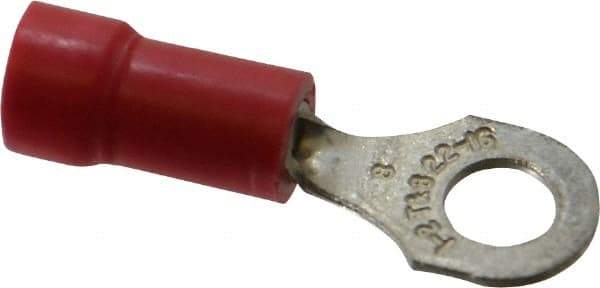 Thomas & Betts - 22-16 AWG Partially Insulated Crimp Connection D Shaped Ring Terminal - #8 Stud, 0.97" OAL x 0.31" Wide, Tin Plated Copper Contact - Makers Industrial Supply