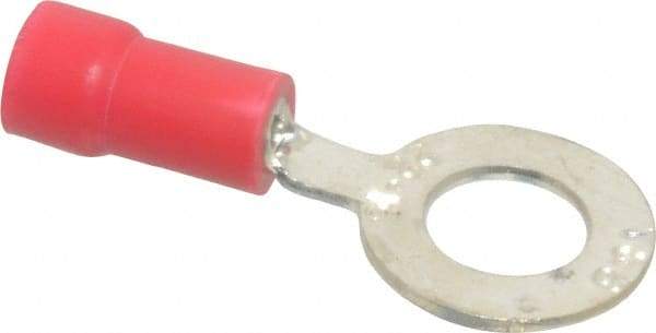 Thomas & Betts - 22-16 AWG Partially Insulated Crimp Connection D Shaped Ring Terminal - 1/4" Stud, 1.13" OAL x 1/2" Wide, Tin Plated Copper Contact - Makers Industrial Supply