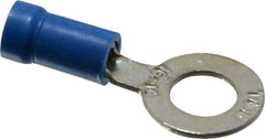 Thomas & Betts - 18-14 AWG Partially Insulated Crimp Connection D Shaped Ring Terminal - 1/4" Stud, 1.14" OAL x 1/2" Wide, Tin Plated Copper Contact - Makers Industrial Supply