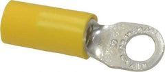 Thomas & Betts - 12-10 AWG Partially Insulated Crimp Connection D Shaped Ring Terminal - #10 Stud, 1.06" OAL x 0.31" Wide, Tin Plated Copper Contact - Makers Industrial Supply