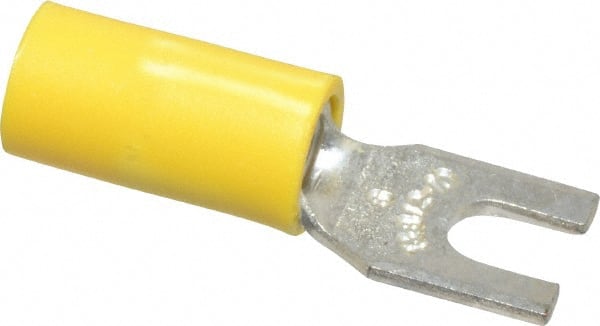 Thomas & Betts - #6 Stud, 12 to 10 AWG Compatible, Partially Insulated, Crimp Connection, Standard Fork Terminal - Makers Industrial Supply