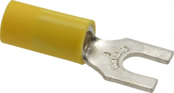 Thomas & Betts - #8 Stud, 12 to 10 AWG Compatible, Partially Insulated, Crimp Connection, Standard Fork Terminal - Makers Industrial Supply