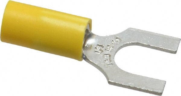 Thomas & Betts - 1/4" Stud, 12 to 10 AWG Compatible, Partially Insulated, Crimp Connection, Standard Fork Terminal - Makers Industrial Supply