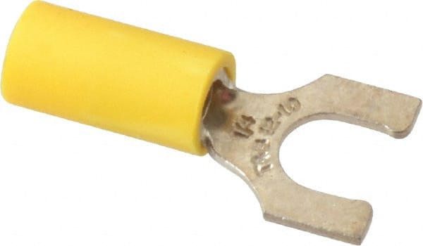 Thomas & Betts - 1/4" Stud, 12 to 10 AWG Compatible, Partially Insulated, Crimp Connection, Locking Fork Terminal - Makers Industrial Supply