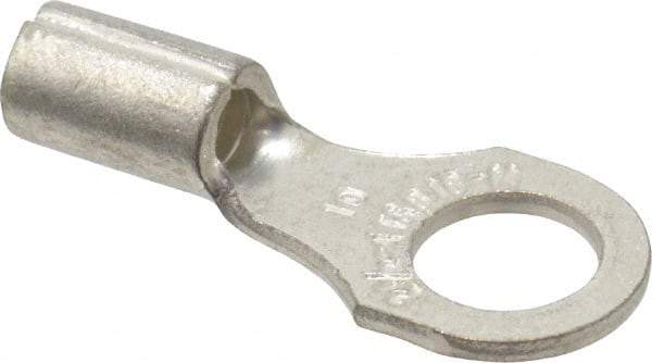 Thomas & Betts - 18-14 AWG Noninsulated Crimp Connection D Shaped Ring Terminal - #10 Stud, 3/4" OAL x 0.31" Wide, Tin Plated Copper Contact - Makers Industrial Supply