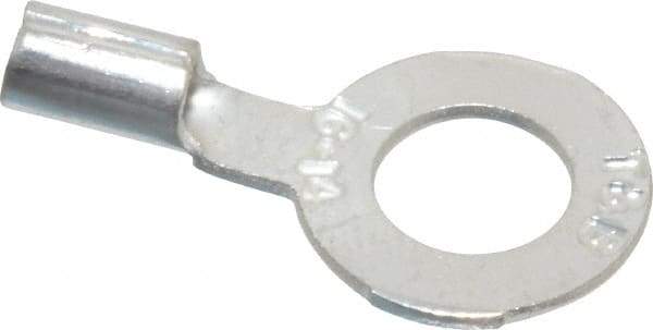 Thomas & Betts - 18-14 AWG Noninsulated Crimp Connection D Shaped Ring Terminal - 1/4" Stud, 0.93" OAL x 1/2" Wide, Tin Plated Copper Contact - Makers Industrial Supply