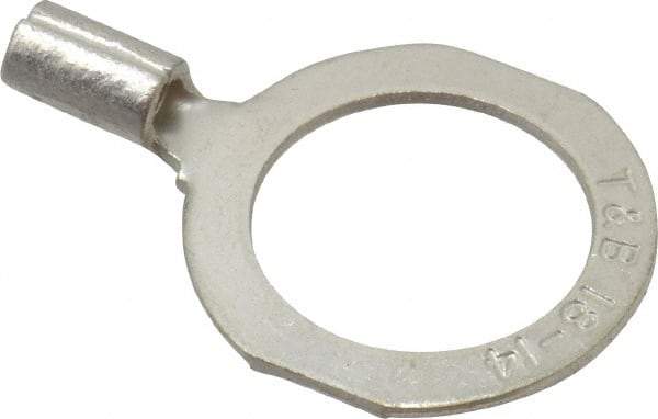 Thomas & Betts - 18-14 AWG Noninsulated Crimp Connection D Shaped Ring Terminal - 1/2" Stud, 1.06" OAL x 0.72" Wide, Tin Plated Copper Contact - Makers Industrial Supply