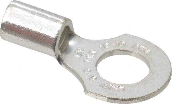 Thomas & Betts - 12-10 AWG Noninsulated Crimp Connection D Shaped Ring Terminal - 1/4" Stud, 0.91" OAL x 1/2" Wide, Tin Plated Copper Contact - Makers Industrial Supply