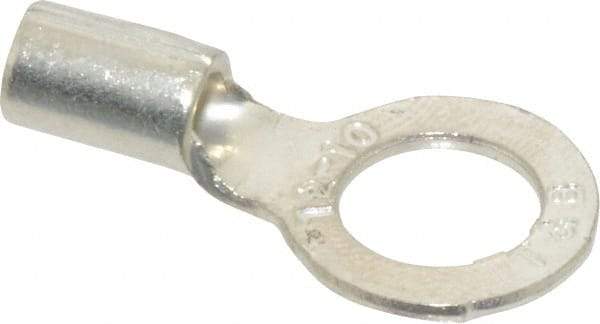 Thomas & Betts - 12-10 AWG Noninsulated Crimp Connection D Shaped Ring Terminal - 5/16" Stud, 0.98" OAL x 1/2" Wide, Tin Plated Copper Contact - Makers Industrial Supply