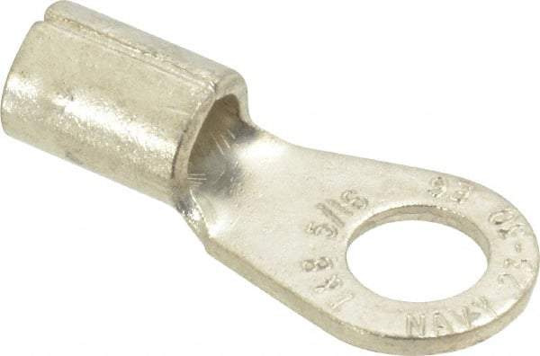 Thomas & Betts - 6 AWG Noninsulated Crimp Connection Circular Ring Terminal - 5/16" Stud, 1.32" OAL x 0.6" Wide, Tin Plated Copper Contact - Makers Industrial Supply