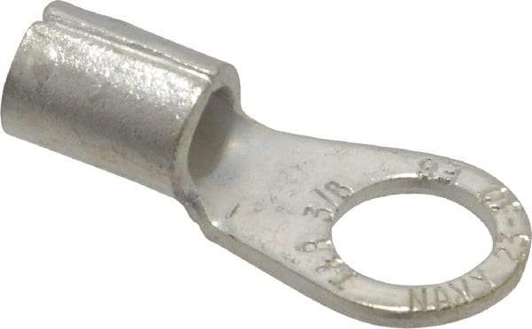 Thomas & Betts - 6 AWG Noninsulated Crimp Connection Circular Ring Terminal - 3/8" Stud, 1.32" OAL x 0.6" Wide, Tin Plated Copper Contact - Makers Industrial Supply