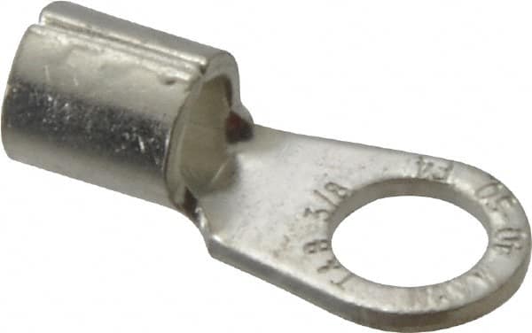 Thomas & Betts - 4 AWG Noninsulated Crimp Connection Circular Ring Terminal - 3/8" Stud, 1.35" OAL x 0.6" Wide, Tin Plated Copper Contact - Makers Industrial Supply