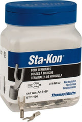 Thomas & Betts - #6 Stud, 22 to 16 AWG Compatible, Noninsulated, Crimp Connection, Standard Fork Terminal - Makers Industrial Supply