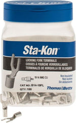 Thomas & Betts - #10 Stud, 18 to 14 AWG Compatible, Noninsulated, Crimp Connection, Locking Fork Terminal - Makers Industrial Supply