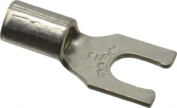 Thomas & Betts - #10 Stud, 12 to 10 AWG Compatible, Noninsulated, Crimp Connection, Locking Fork Terminal - Makers Industrial Supply