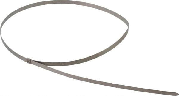 Thomas & Betts - 29" Long Natural (Color) Stainless Steel Standard Cable Tie - 200 Lb Tensile Strength, 0.38mm Thick, 1-3/4" Max Bundle Diam - Makers Industrial Supply