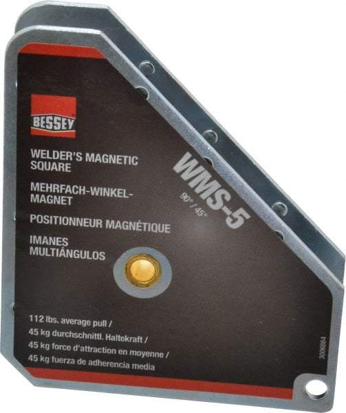 Bessey - 3-3/4" Wide x 3/4" Deep x 4-3/8" High Magnetic Welding & Fabrication Square - 112 Lb Average Pull Force - Makers Industrial Supply