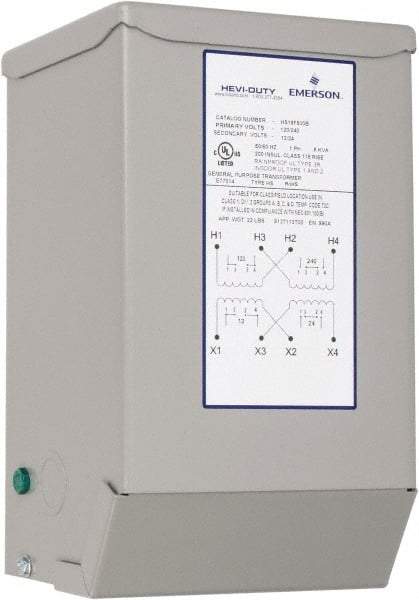 Sola/Hevi-Duty - 120/240 Input Volt, 12/24 Output Volt, 60 Hz, Buck Boost Transformer - 1 Phase, 6 Inch Wide x 5 Inch Deep x 10 Inch High, cULus Listed E77014 - Makers Industrial Supply