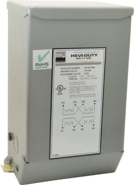 Sola/Hevi-Duty - 120/240 Input Volt, 12/24 Output Volt, 60 Hz, Buck Boost Transformer - 1 Phase, 6 Inch Wide x 5 Inch Deep x 10 Inch High, cULus Listed E77014 - Makers Industrial Supply