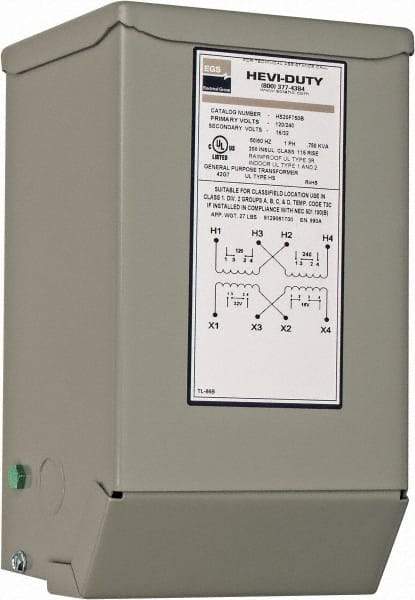 Sola/Hevi-Duty - 120/240 Input Volt, 16/32 Output Volt, 60 Hz, Buck Boost Transformer - 1 Phase, 6 Inch Wide x 5 Inch Deep x 10 Inch High, cULus Listed E77014 - Makers Industrial Supply