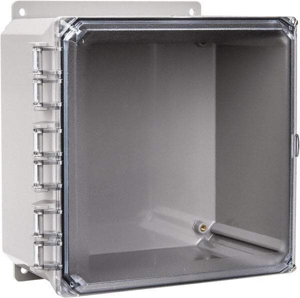 Thomas & Betts - Polycarbonate Standard Enclosure Hinge Flat Cover - NEMA 1, 2, 3, 4, 12, 3S, 3SX, 3X, 4X, 10" Wide x 10" High x 6" Deep, Impact Resistant - Makers Industrial Supply