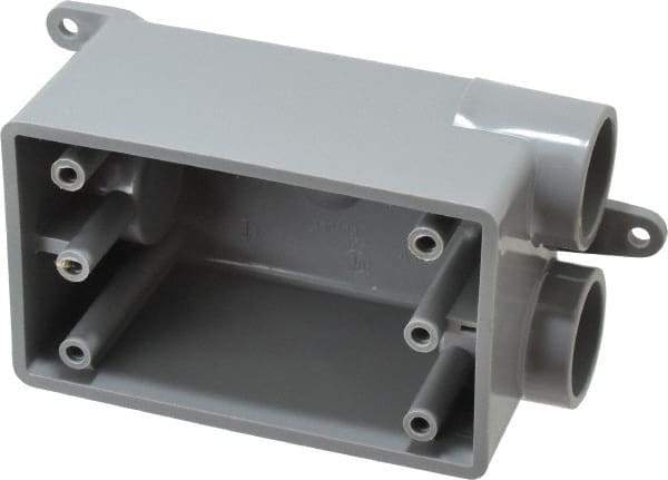 Thomas & Betts - 1 Gang, (3) 3/4" Knockouts, PVC Rectangle Junction Box - 115.3mm Overall Height x 98.4mm Overall Width x 61.5mm Overall Depth, Weather Resistant - Makers Industrial Supply