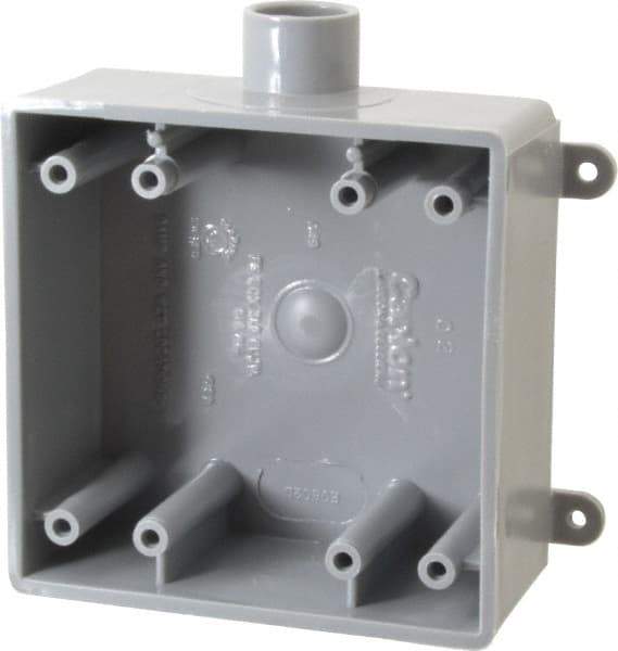 Thomas & Betts - 2 Gang, (1) 1/2" Knockout, PVC Rectangle Switch Box - 117.35mm Overall Height x 142.24mm Overall Width x 50.29mm Overall Depth, Weather Resistant - Makers Industrial Supply