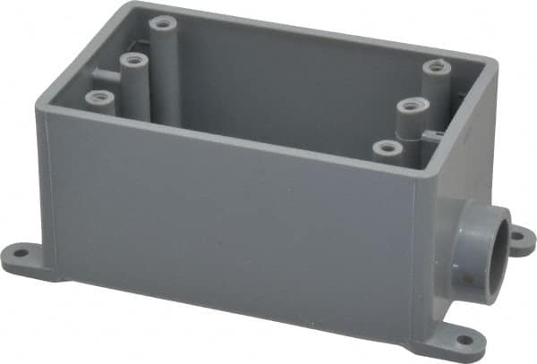 Thomas & Betts - 1 Gang, (1) 1/2" Knockout, PVC Rectangle Junction Box - 144.78mm Overall Height x 71.1mm Overall Width x 61.5mm Overall Depth, Weather Resistant - Makers Industrial Supply