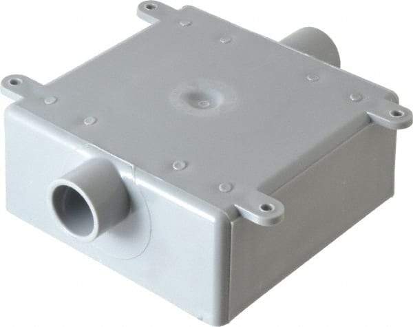 Thomas & Betts - 2 Gang, (2) 1/2" Knockouts, PVC Square Switch Box - 4.62" Overall Height x 4.62" Overall Width x 1.98" Overall Depth, Weather Resistant - Makers Industrial Supply