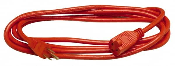 Southwire - 100', 14/3 Gauge/Conductors, Orange Indoor & Outdoor Extension Cord - 1 Receptacle, 13 Amps, 125 VAC, UL SJTOW, NEMA 5-15P, 5-15R - Makers Industrial Supply