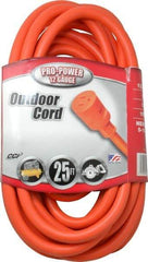 Southwire - 25', 12/3 Gauge/Conductors, Orange Indoor & Outdoor Extension Cord - 1 Receptacle, 15 Amps, 125 VAC, UL STW, NEMA 5-15P, 5-15R - Makers Industrial Supply