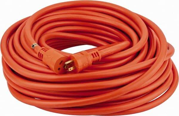 Southwire - 100', 12/3 Gauge/Conductors, Orange Indoor & Outdoor Extension Cord - 1 Receptacle, 15 Amps, 125 VAC, UL STW, NEMA 5-15P, 5-15R - Makers Industrial Supply