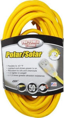 Southwire - 50', 12/3 Gauge/Conductors, Yellow Outdoor Extension Cord - 1 Receptacle, 15 Amps, 125 VAC, UL SJEOOW, NEMA 5-15P, 5-15R - Makers Industrial Supply