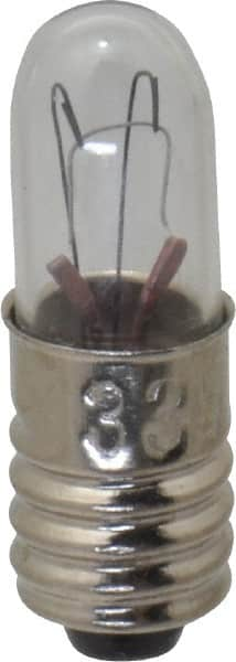 Value Collection - 1.12 Watt, 28 Volt, Incandescent Miniature & Specialty T1-3/4 Lamp - Midget Screw Base, 1 to 1.999 Equivalent Range, Warm (1,000 to 3,000), Dimmable, 1-1/4" OAL - Makers Industrial Supply