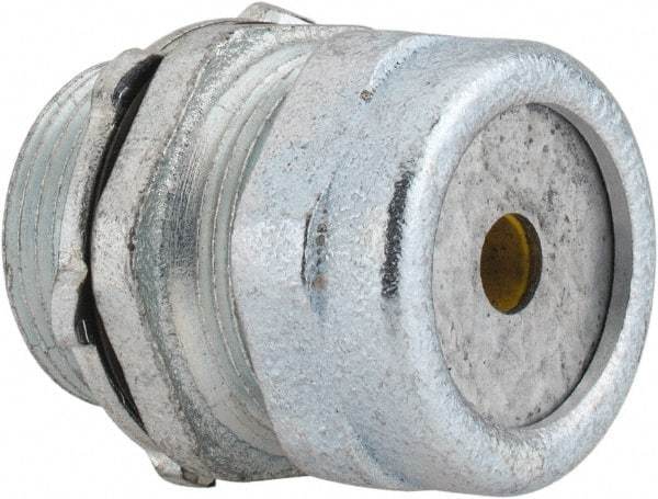 O-Z/Gedney - 0.2 to 0.3" Cable Capacity, Liquidtight, Straight Strain Relief Cord Grip - 5/8 NPT Thread, 1-1/4" Long, Iron - Makers Industrial Supply