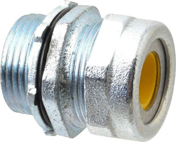 O-Z/Gedney - 1/2 to 0.6" Cable Capacity, Liquidtight, Straight Strain Relief Cord Grip - 1 NPT Thread, 1-1/4" Long, Iron - Makers Industrial Supply