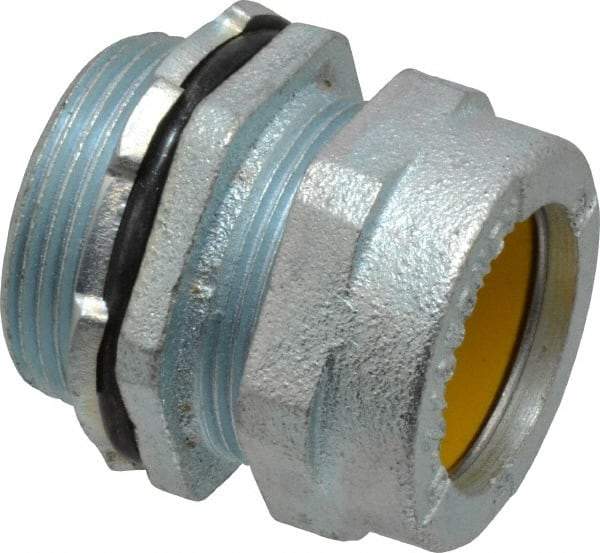 O-Z/Gedney - 1 to 1.2" Cable Capacity, Liquidtight, Straight Strain Relief Cord Grip - 1-1/4 NPT Thread, 1-3/8" Long, Iron - Makers Industrial Supply