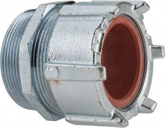 Thomas & Betts - 2-5/32 to 2.36" Cable Capacity, Liquidtight, Straight Strain Relief Cord Grip - 3 NPT Thread, 4-1/4" Long, Iron & Zinc - Makers Industrial Supply