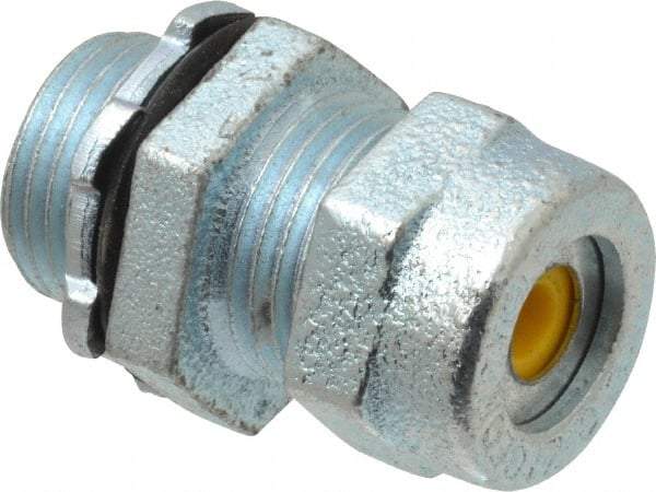 O-Z/Gedney - 0.1 to 0.2" Cable Capacity, Liquidtight, Straight Strain Relief Cord Grip - 1/2 NPT Thread, 1-1/8" Long, Iron - Makers Industrial Supply