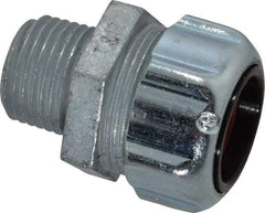 Thomas & Betts - 5/8 to 3/4" Cable Capacity, Liquidtight, Straight Strain Relief Cord Grip - 1/2 NPT Thread, 1-3/4" Long, Iron & Zinc - Makers Industrial Supply